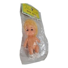 VTG Fibre Craft 3.75" Vita Doll 3061 Blonde Hair Blue Eyes NEW Unopened