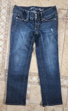 Women's American Eagle Artist Crop Size 00 Dark Wash Distressed