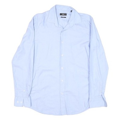 Boss Herren Hemd Blau M Baumwollmischung Klassisch Formell Button Down