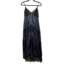 Vtg Y2K Bert Yelin Black Lace Slip Dress Women  s S Whimsigoth Coquette Maxi