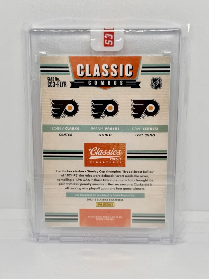 2012-13 Classics CLARKE / PARENT / SCHULTZ Combos Triple Auto /50 Flyers HOF - Image 2 of 2