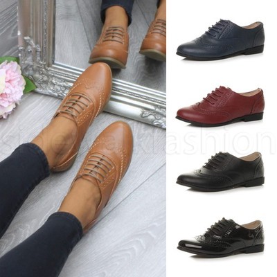 Damen Frauen Schnürschuhe Smart Old Fashioned Oxfords Brogues Arbeitsschuhe Flats Größe