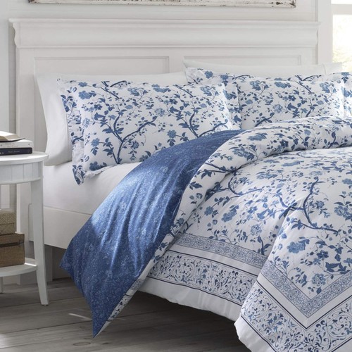 - King Duvet Cover Set, Reversible Cotton Bedding with Matching Shams, Home D... - Picture 4 of 9