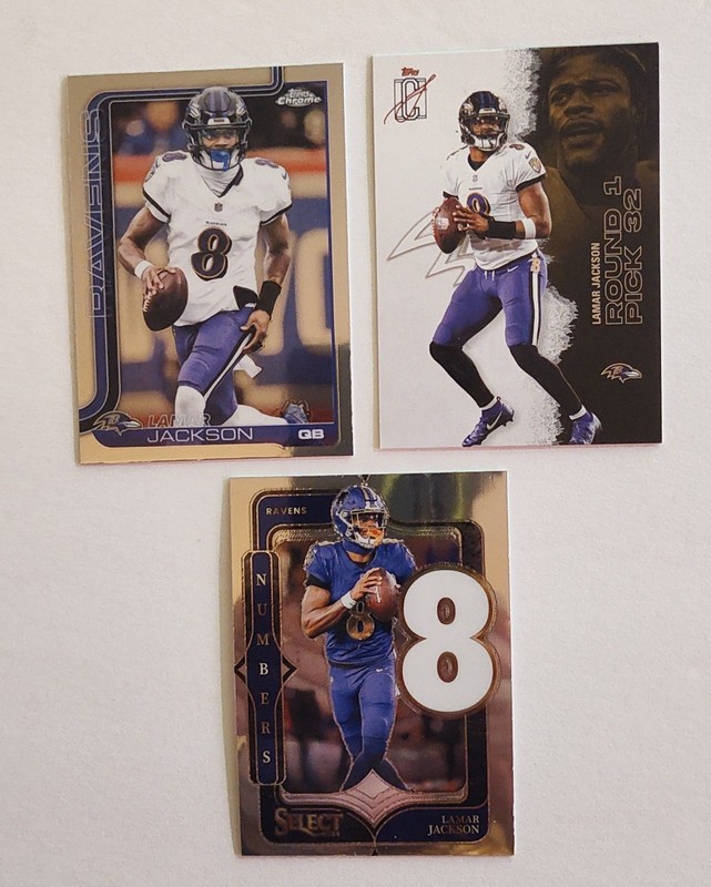 "Lamar Jackson" 3 Card Lot (Insert/Base) Baltimore Ravens 🔥🔥🔥