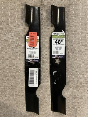 MaxPower Lawn Mower Blades for Craftsman Poulan Husqvarna 48  Decks 561735B 2 Pc