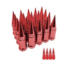 14mmx1.5 Wheel Spike Lug Nuts, Set of 20 Red Lug Nut M14x1.5, Cone/Conical Bu...