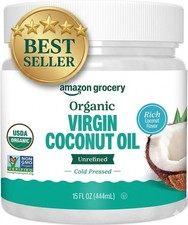 Organic Virgin Coconut Oil 15 fl oz Pure Cold Pressed Unrefined for Hair Skin