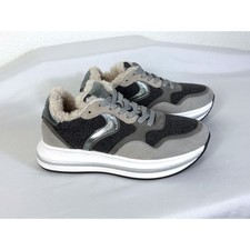 Voile Blanche Melany Shearling Lined Platform Sneakers Size 7.5 Metallic Grey