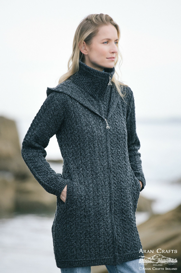 NWT Aran Sweaters ARAN HOODED ZIP COAT
