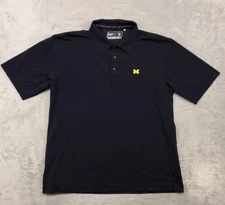 Michigan Wolverines Polo Shirt Mens XL Navy NCAA Wicking DryTec Cutter Buck Golf
