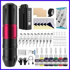 Professional Tattoo Kit - 1600mAh Wireless Pen Machine, 10 Cartridge Needles ...