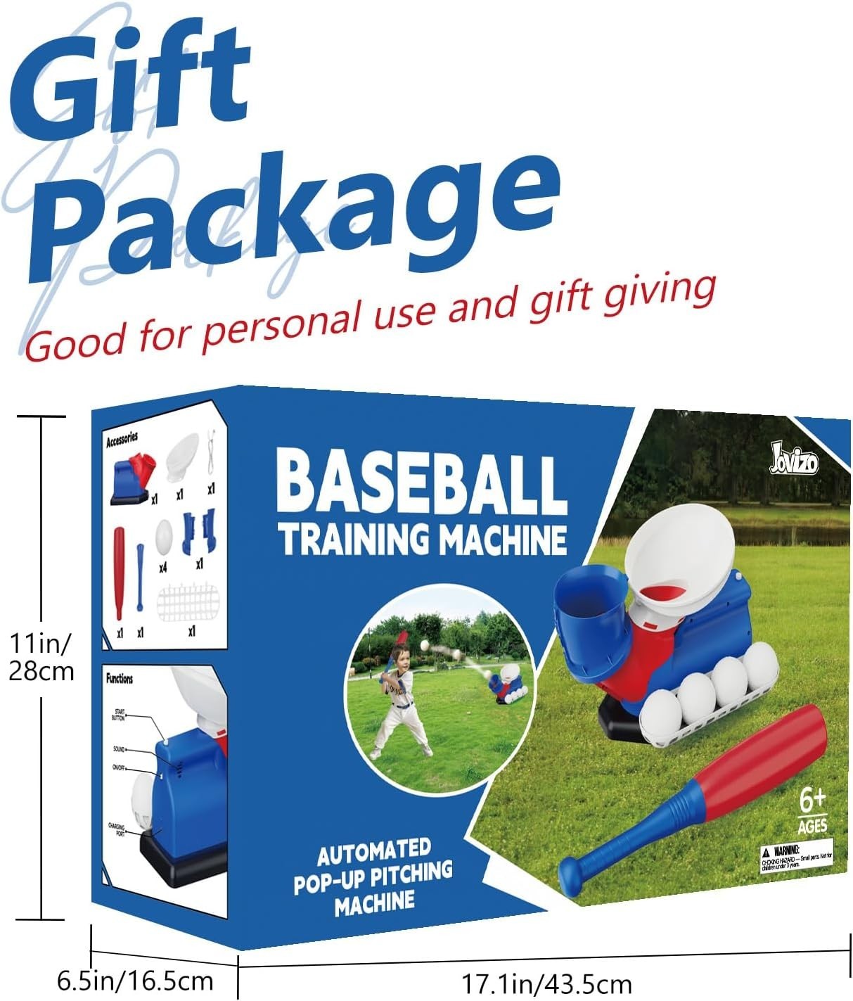 Automatic Baseball Pitching Machine for Kids, Baseball Hitting Trainer with B...