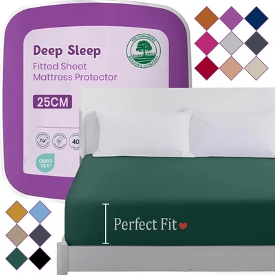 THE YORKSHIRE BEDDING COMPANY LTD EXTRA DEEP FITTED SHEET 25CM BOX HOTEL QUALITY SINGLE DOUBLE KING SIZE BED SHEET
