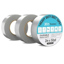 3 Roll 2" Silver Duct Tape, Large 50 Yard Roll, Waterproof, Heavy Duty Version