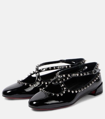 Christian Louboutin PILOUTA JANE SPIKES FLAT Criss Cross Ballerina Shoes $1045
