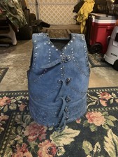Blue Silver Leather Metal Chest Armor Medieval LARP Reenactment Reproduction