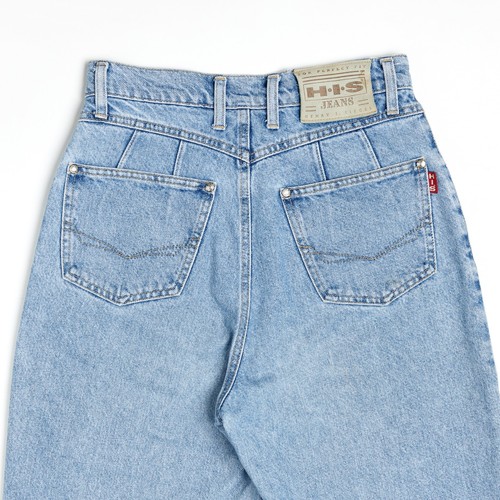 Vintage H.I.S Mom Jeans EU38 L29 High Waist Tapered Light Wash 80s Made In Italy - Picture 3 of 12