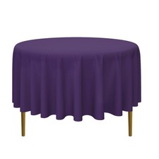 10 Pack 90" Round Polyester Fabric Tablecloths for Wedding Banquet - Purple