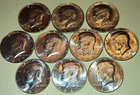 Lot of 10 1967 40% Silver Kennedy Half Dollars 1967 Halves