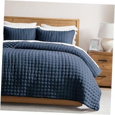Size Quilt Bedding Sets with Pillow Shams, Lightweight Soft King Navy Blue