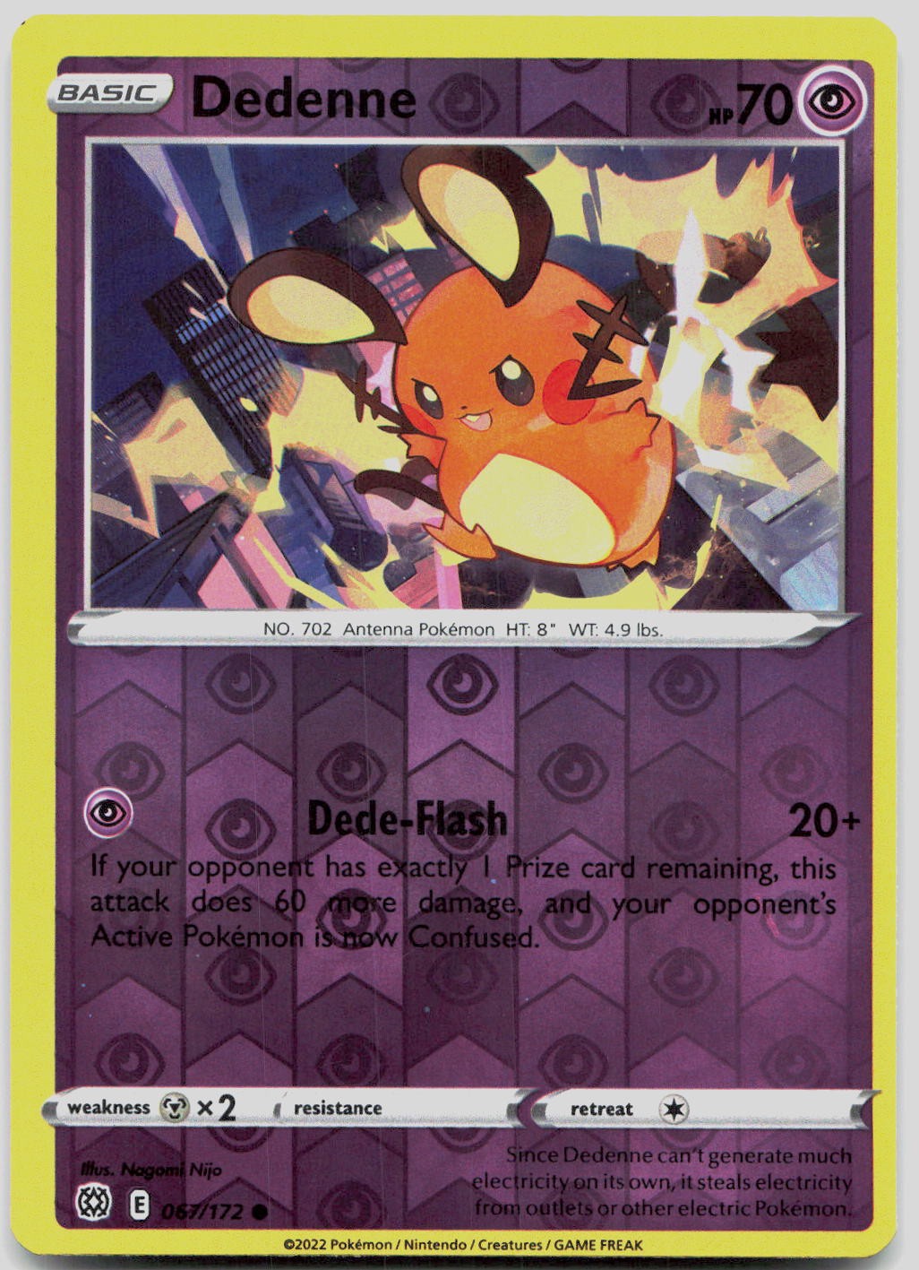 Dedenne 067/172 Common Brilliant Stars Pokemon Reverse Holo Lightly Played