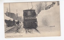 Quebec 1909 Postcard Cleaning The Tracks Tram Sweeper