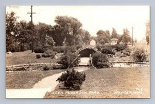Antique Iowa Postcard SPENCER Glen Pederson Park Stone Bridge 1947 Rppc