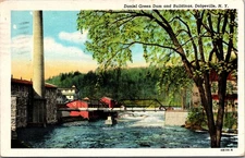 Postcard NY Dolgeville Daniel Green Dam and Buildings