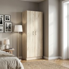 Armadio Guardaroba 2 ante battenti 80x52x180 cm Rovere Metropolitano DecHome