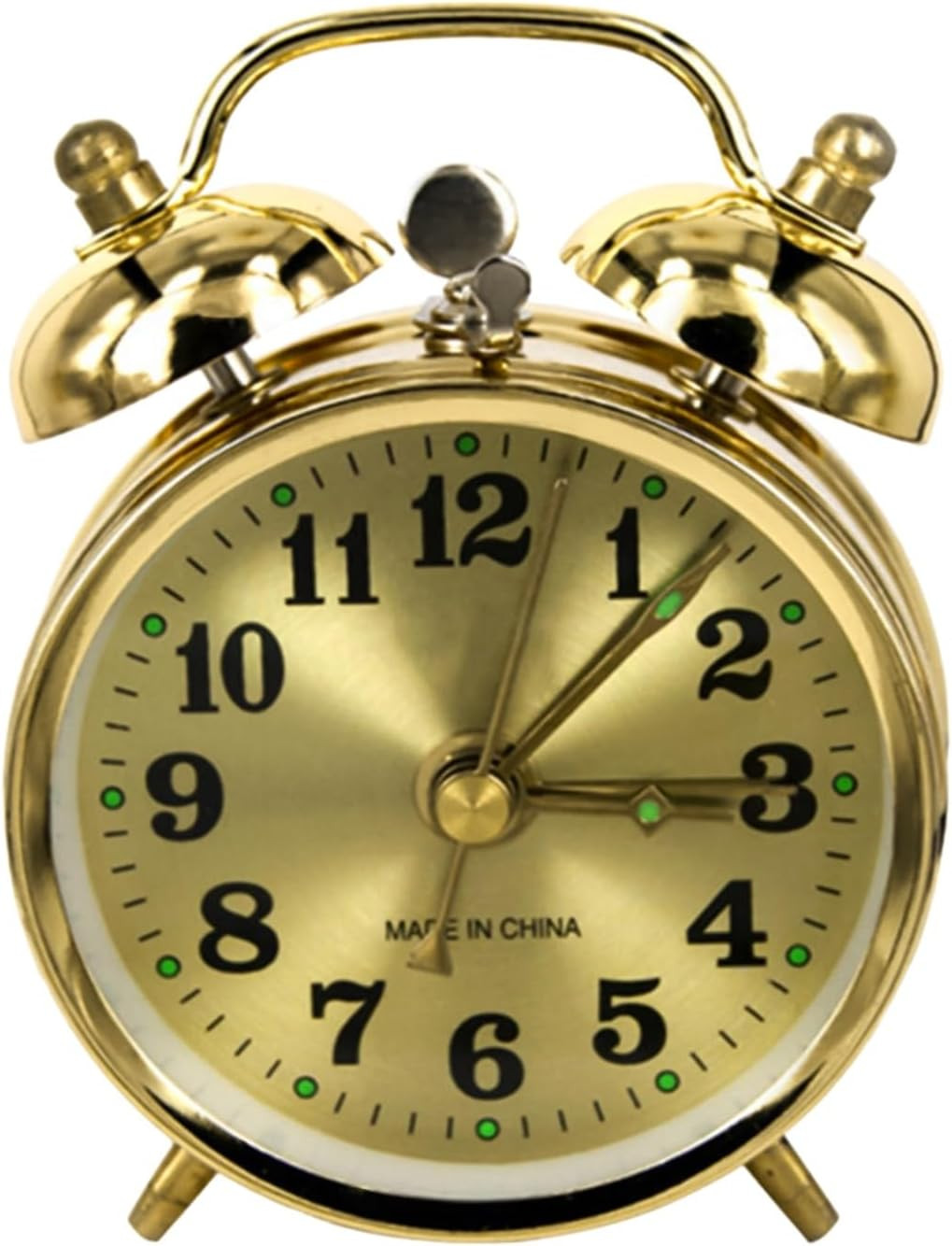 Vintage Metal Horseshoe Alarm Clock,Manual Wind up No Batteries Required,Gold Me