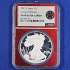 2025-S American Silver Eagle S$1 Advance Release  PF69 Ultra Cameo  Red EDC Core