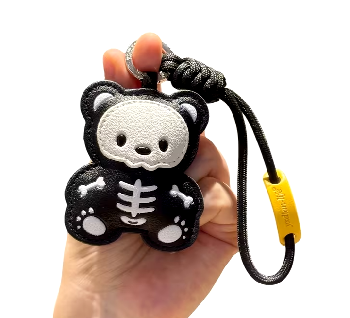 Autistic Skelleton New Faux Leather Skeleton Bear or Puppy Halloween Bag Charm / Keychain ...
