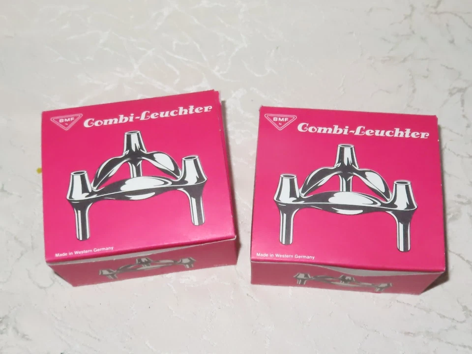 BMF Portacandela, 2x Portacandela, Sistema ad Incastro, 70er Anni ! Con Cartone - Immagine 2 di 4