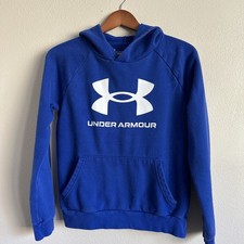 Under Armour Cobalt blue Long Sleeve pullover Fleece Logo Fleece Hoodie Youth L