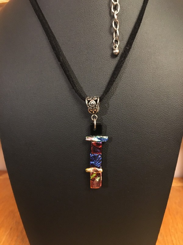 Decorative Black Cloth Rope Necklace Metal Chain Enamel Resin Charm Pendant