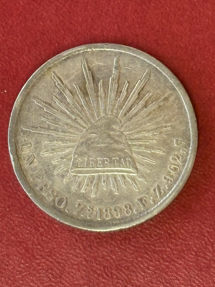 1898 Zs Mexico Silver Un Peso AU – Zacatecas Mint KM#409.1 - Image 3 of 4