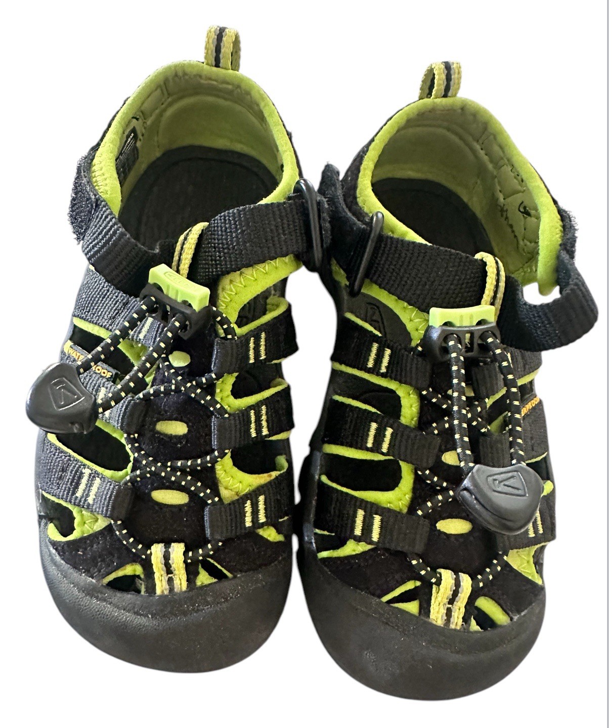Sandali da trekking impermeabili Keen Newport giovanili taglia 11 nero verde lime