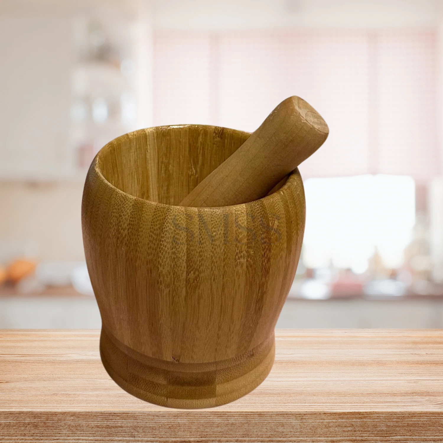 Wooden Mortar & Pestle Set Herbs Spices Guacamole Grinder Mix Bowl for Kitchen