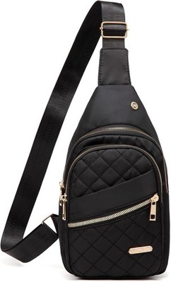 Small Sling Backpack for Women Crossbody Chest Bag Travel Hiking Black