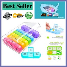Lightweight Weekly Medication Organizer - Clear Plastic with Easy Open Design