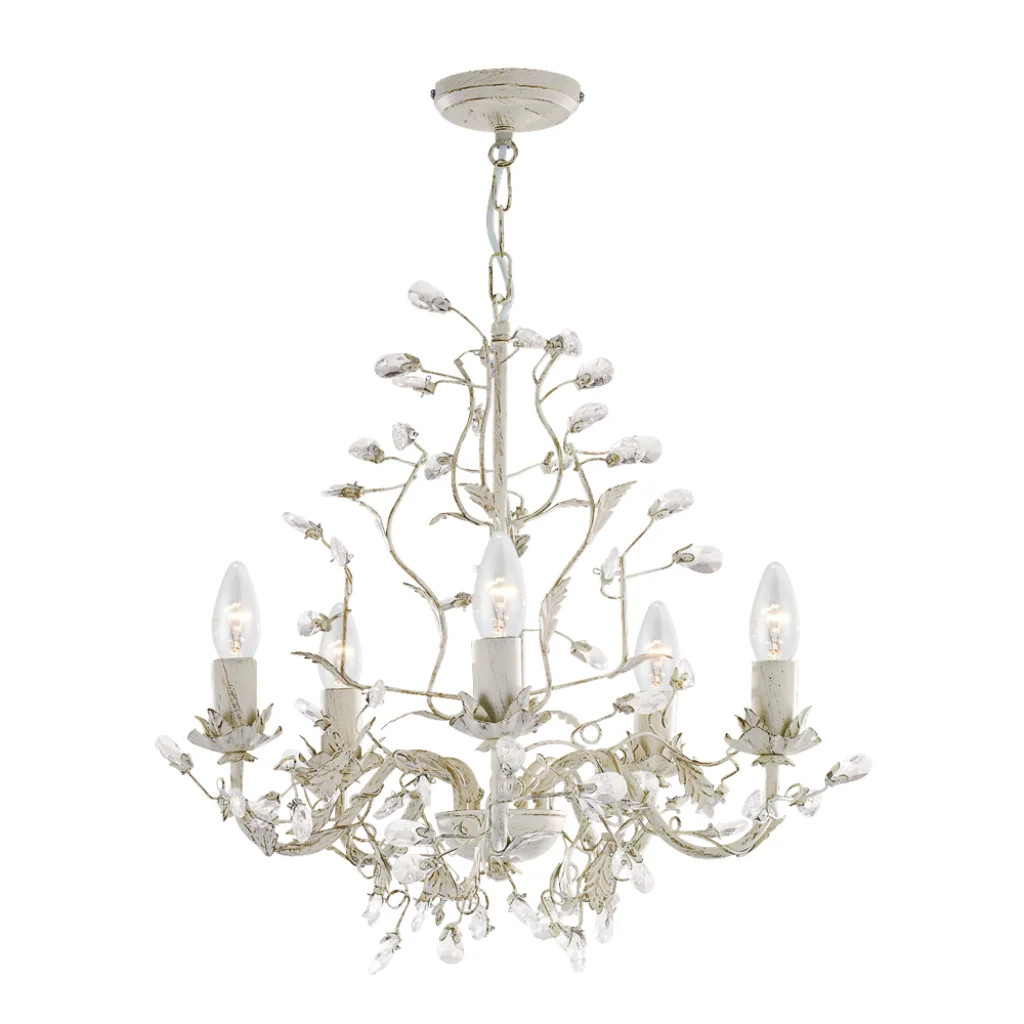 Ceiling Light Cream Alamandite 5 Cream/Gold Searchlight 2495-5CR