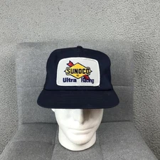 Vintage Sunoco Ultra Racing Hat Cap Snap Back Navy Blue Trucker Mens Racing 80s