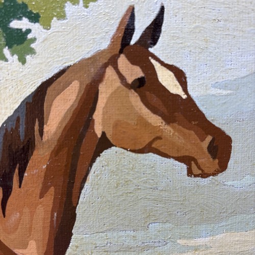 VTG PBN Paint by Numbers Brown Horse Painting Bluegrass Beauties Finished 1960s - Picture 12 of 17