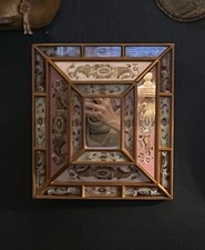 Specchio da parete vintage stile veneziano in vetro dipinto al rovescio 13 x 11,75