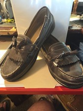 Chaps Men’s Loafers 9.5M Brown Leather Tassel Slip On Dress Shoes 96-26098