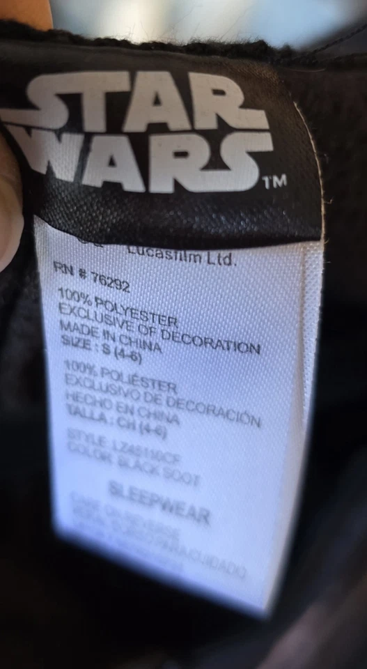 Ropa de dormir Star Wars Darth Vader para mujer con capucha polar de una pieza talla S 4-6 con cremallera Foto 3 de 4