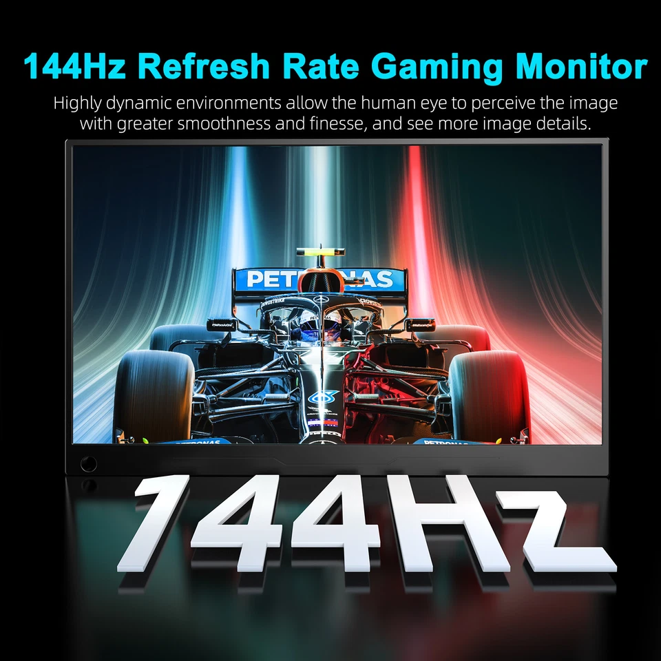 2K Portable Monitor 144Hz Gaming Display 17.3" Larger Monitor HDMI USB C w/VESA - Image 2 of 4