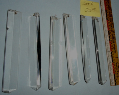 Vintage Clear Rectangular Prisms 6 Parts 5.75''-6''x1''-3/4'' AS IS FREE SHIP