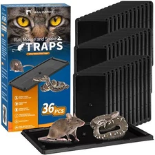 Sticky Mouse Trap 36 Pack Large Glue Traps Pre-Baited Heavy Duty Non-Toxic Bu...