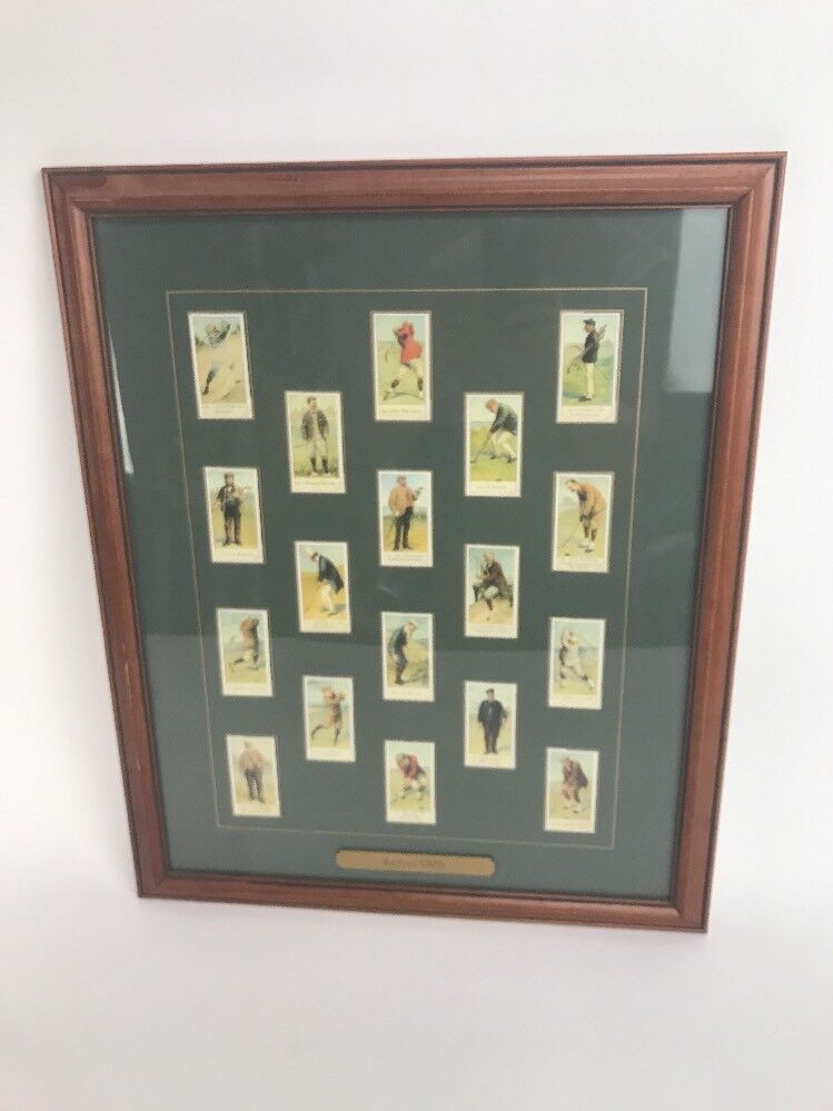 18 FRAMED AND MATTED COPIES TOBACCO GOLF TRADING CARDS With Hist